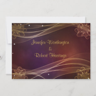 Extravagantes Maroon-Design mit Goldakzenten Hochz Einladung