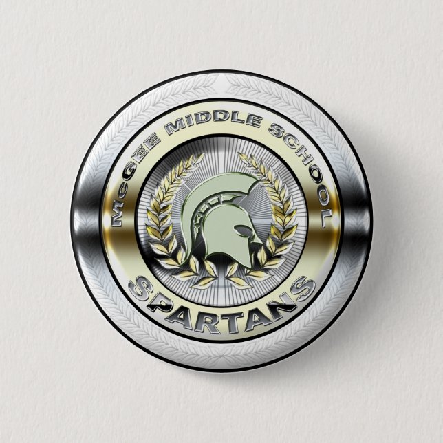 Extravagantes metallisches spartanisches Logo #1 Button (Vorderseite)