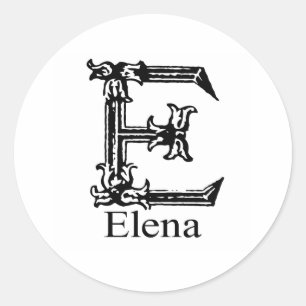 Extravagantes Monogramm: Elena Runder Aufkleber