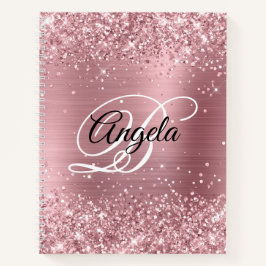 Extravagantes Monogramm für Glittery Light Pink Fo Notizbuch
