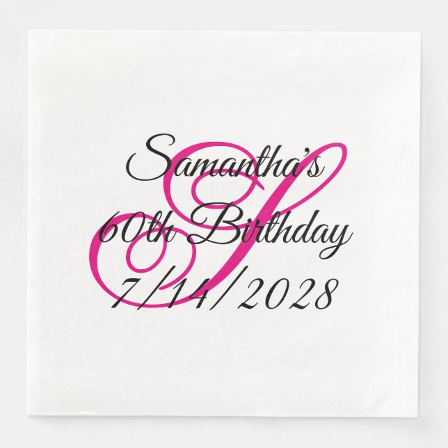 Extravagantes Monogramm, Hot Pink, 60. Serviette (Vorderseite)