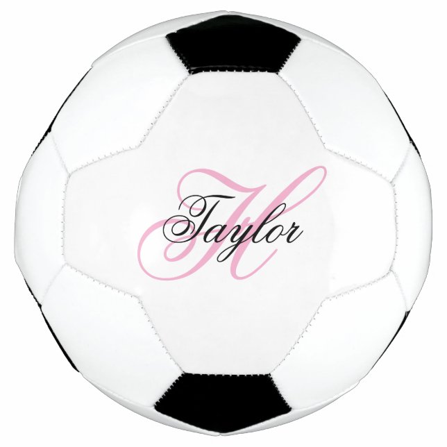 Extravagantes Monogramm in Schwarz und Rosa Fußball (Vorderseite)