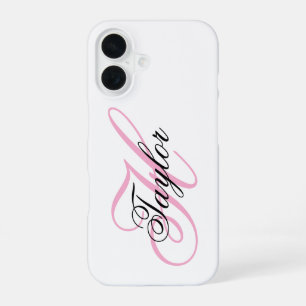 Extravagantes Monogramm in Schwarz und Rosa iPhone 16 Hülle