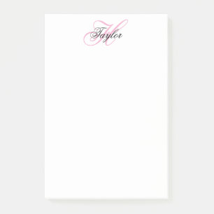 Extravagantes Monogramm in Schwarz und Rosa Post-it Klebezettel