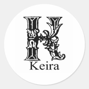 Extravagantes Monogramm: Keira Runder Aufkleber
