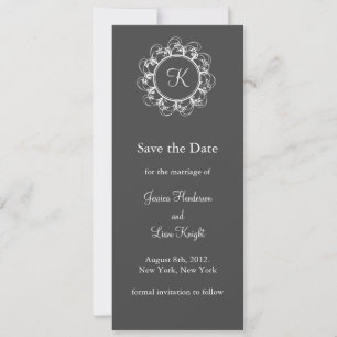 Extravagantes Monogramm Save the Date (grau)