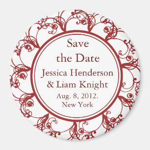 Extravagantes Monogramm-Save the Date Magnetrot Magnet