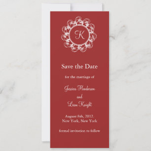Extravagantes Monogramm Save the Date (rot)