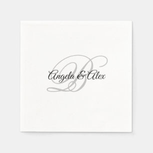 Extravagantes Monogramm Schwarz und leicht Grau We Serviette