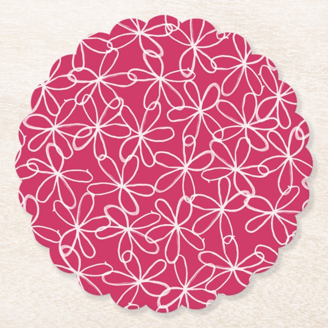 Extravagantes rosa und weißes Design Untersetzer (Vorderseite)