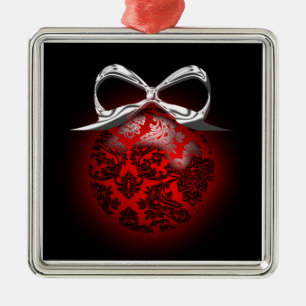 Extravagantes Rot-Schwarz-Silber-Urlaubshaus Dekor Silbernes Ornament