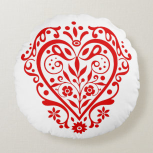 Extravagantes Rotes Herz Rundes Kissen