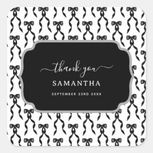 Extravagantes Schwarzes Bow-Muster Quadratischer Aufkleber