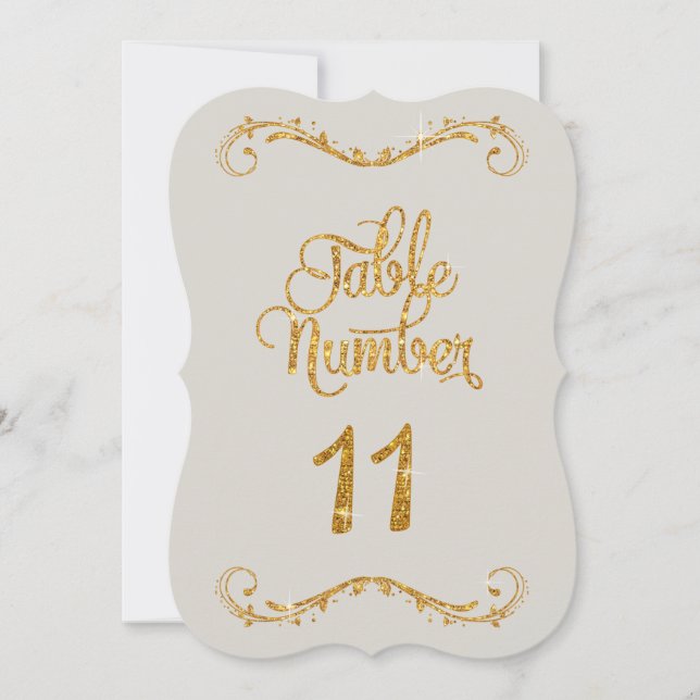 Extravagantes Script Glitzer Tischnummer 11 Ereign (Vorderseite)