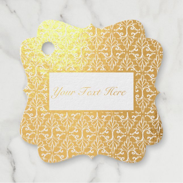 Extravagantes Scroll-Muster auf Shiny Gold Geschenkanhänger (Vorderseite)