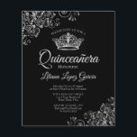 Extravagantes Silver & Black BUDGET - Quinceañera<br><div class="desc">Diese preiswerten und preisgünstigen Einladungen in Quinceañera sind die perfekte Wahl für Klasse, Stil und Schönheit auf einem Budget. Das Design zeichnet sich durch einen klassischen schwarzen Hintergrund mit einer silbernen Krone und verzierten silbergraue Gardinen und Wirbel in den Ecken aus. Die Typografie beinhaltet extravagante Schriftzeichen für einen Stil, der...</div>