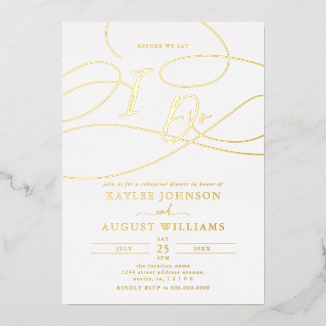 Extravagantes Skript, bevor wir "I Do" Probe Abend Folieneinladung (Vorderseite)