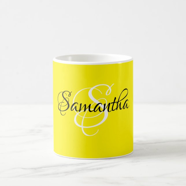 Extravagantes Skript, kundenspezifisch Gelbe Farbe Kaffeetasse (Mittel)