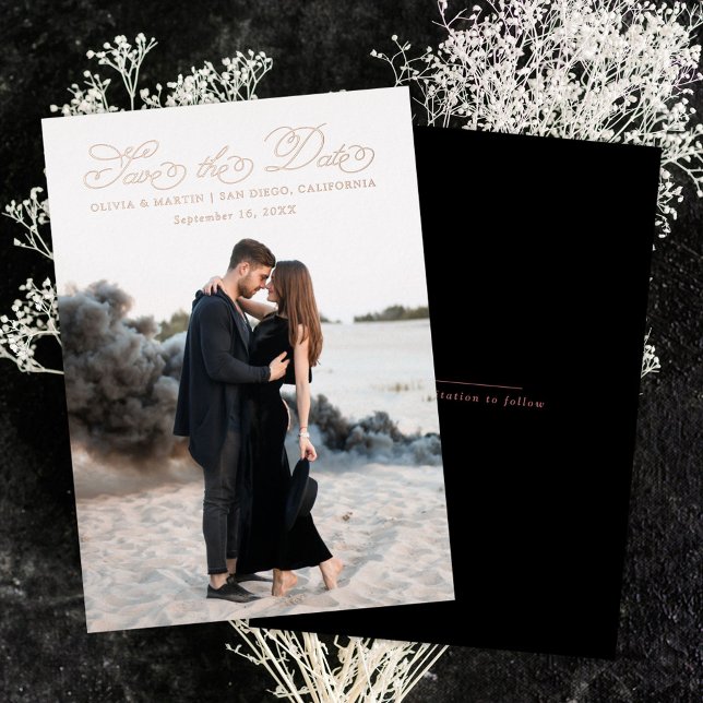 Extravagantes Skript Save the Date Folieneinladung (Von Creator hochgeladen)