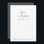 Extravagantes SkriptWedding wünscht Ratenkarte Hinweiskarte<br><div class="desc">Dieses extravagante Skript Hochzeit gut wünscht Ratschläge Karte ist perfekt für eine moderne Hochzeit. Das einfache und elegante Design zeichnet sich durch klassische und extravagante Schriftzeichen in Schwarz und Weiß aus. Diese Karten sind ideal für Hochzeiten, Brautparty, Babydusche, Graduiertenfest u.v.m. Personalisieren Sie die Karten mit den Namen der Braut und...</div>