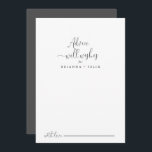 Extravagantes SkriptWedding wünscht Ratenkarte Hinweiskarte<br><div class="desc">Dieses extravagante Skript Hochzeit gut wünscht Ratschläge Karte ist perfekt für eine moderne Hochzeit. Das einfache und elegante Design zeichnet sich durch klassische und extravagante Schriftzeichen in Schwarz und Weiß aus. Diese Karten sind ideal für Hochzeiten, Brautparty, Babydusche, Graduiertenfest u.v.m. Personalisieren Sie die Karten mit den Namen der Braut und...</div>