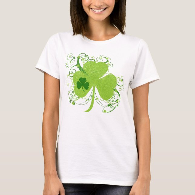 Extravagantes St Patricks Day Kleeblatt T-Shirt (Vorderseite)