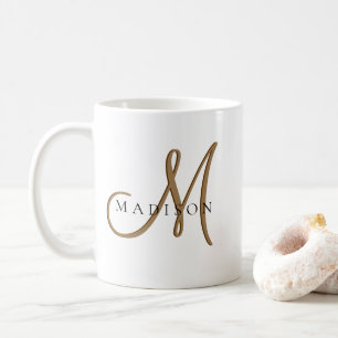 Extravagantes, stylisches Black and Gold Monogram  Kaffeetasse