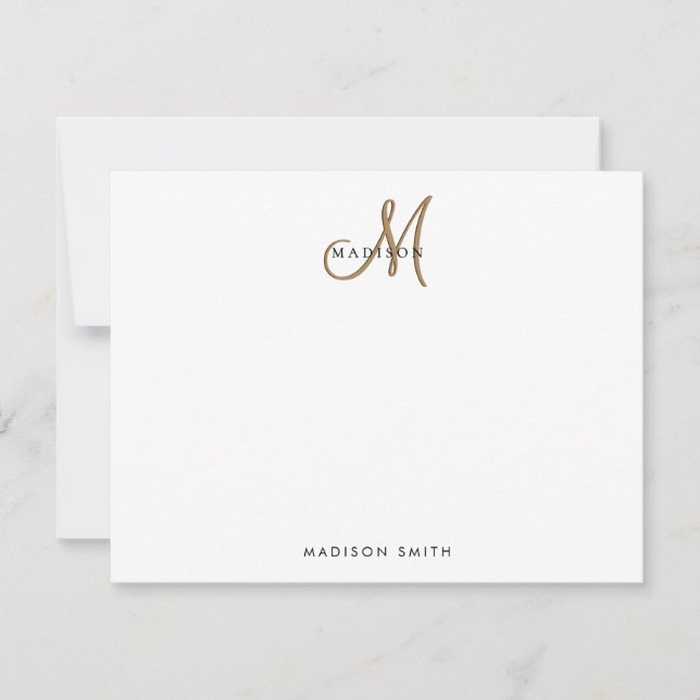 Extravagantes, stylisches Black and Gold Monogram  Mitteilungskarte (Vorderseite)