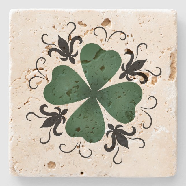 Extravagantes Viktorianisches Kleeblatt St Patrick Steinuntersetzer (Vorderseite)