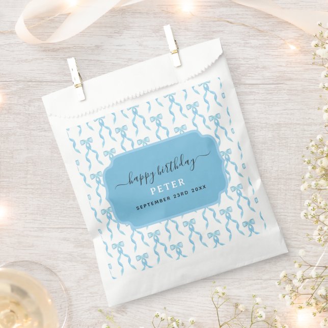 Extravagantes Watercolor Blue Bow-Muster Geschenktütchen (Ausgeschnitten)