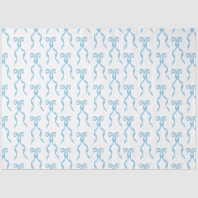 Extravagantes Watercolor Blue Bow-Muster Seidenpapier (Vorderseite)