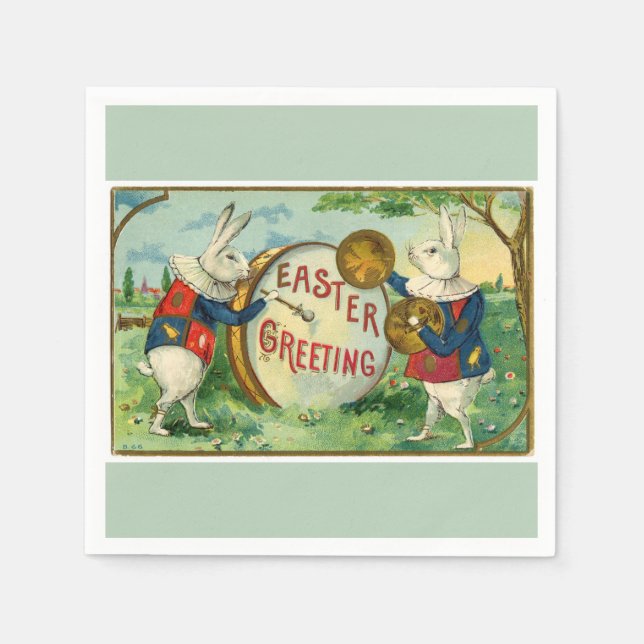 Extravagantes Weißes Oster Bunnies Serviette (Vorderseite)