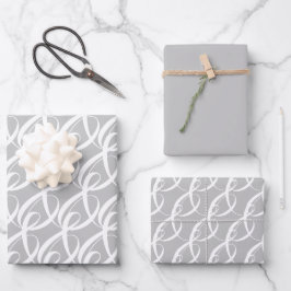 Extravagantes Weißzahn-Symbol auf Silberhochzeit Geschenkpapier Set