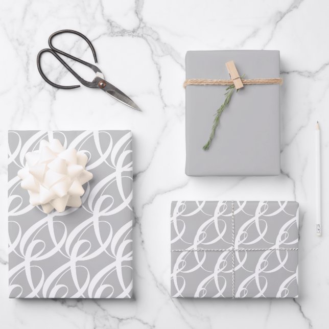 Extravagantes Weißzahn-Symbol auf Silberhochzeit Geschenkpapier Set (Vorderseite)