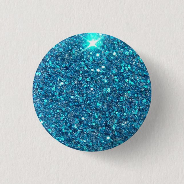 Extravaganz Blue Glitzer Shine Button (Vorderseite)