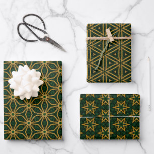 Extravaganz Emerald Green und Gold Weihnachten Geschenkpapier Set