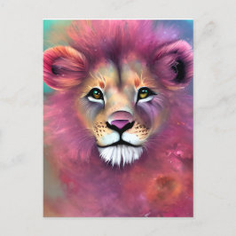 Extrem detailliertes Vollportrait eines Fluffy Lio Postkarte