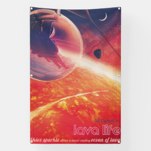 Extrem Hot Air Ballon auf Vulkanausschnitt Banner