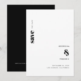 Extrem minimale Schwarz-weiße Typografie-Hochzeit Save The Date