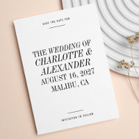 Extrem minimale Typografie Schwarz-weiße Hochzeit