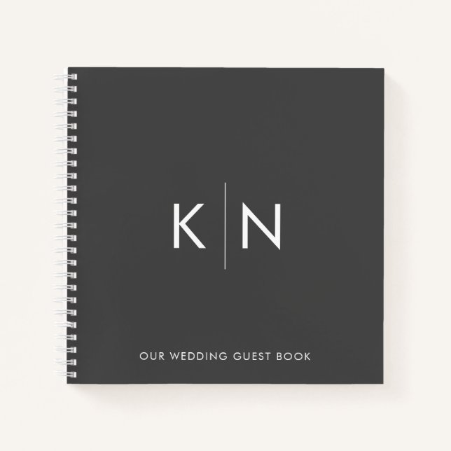 Extrem minimales Monogram Wedding Guest Book Notizbuch (Vorderseite)