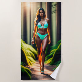 Extrem realistisches Mädchen in Bikini Beach Handt Strandtuch