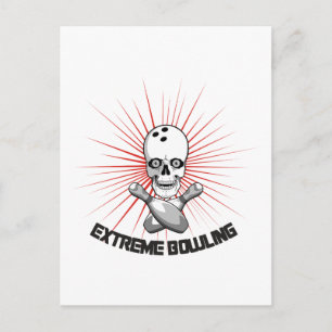 Extreme Bowling Skull & Cross Buttone Postkarte