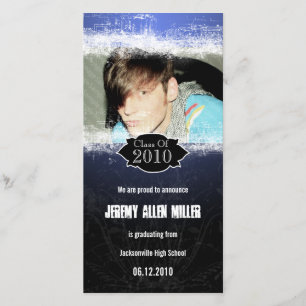 Extreme Grunge Blue Black Abschluss Fotokarte Ankündigung