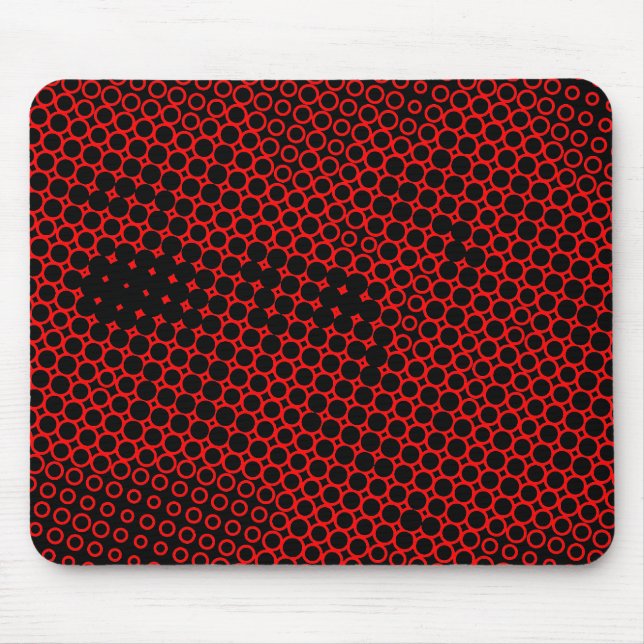 Extreme Half Tone - Schwarz auf Rot Mousepad (Vorne)