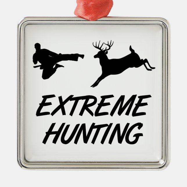 Extreme Jagd-Karate-Tritt-Rotwild Silbernes Ornament (Vorne)