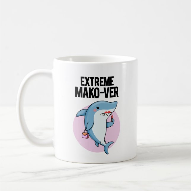 Extreme Mako-ver Funny Mako Shark Pun Kaffeetasse (Links)