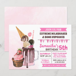 Extreme Milchshakes Eiscreme Geburtstagsbash Rosa Einladung