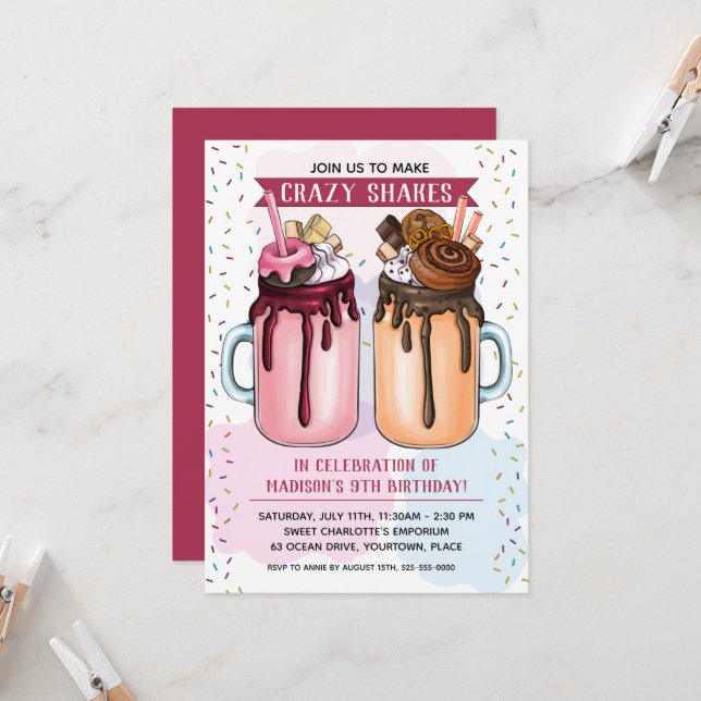 Extreme Milkshakes Geburtstagsparty Einladung (Vorderseite/Rückseite Beispiel)