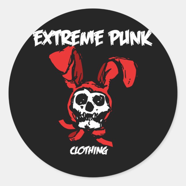 Extreme Punk Rabbit Skull Runder Aufkleber (Vorderseite)